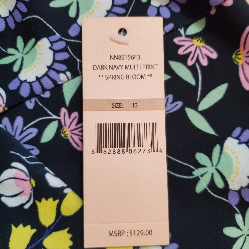 NWT Nanette LEPORE Navy Spring Shutter Sleeve Sheath Knee Midi Dress - Picture 10 of 11